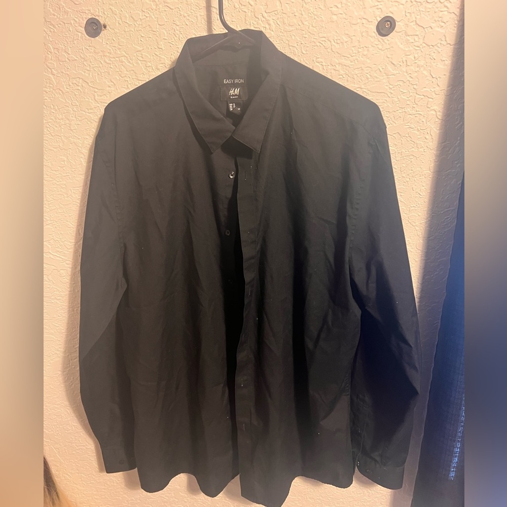 H&M Easy Iron Black Dress Shirt